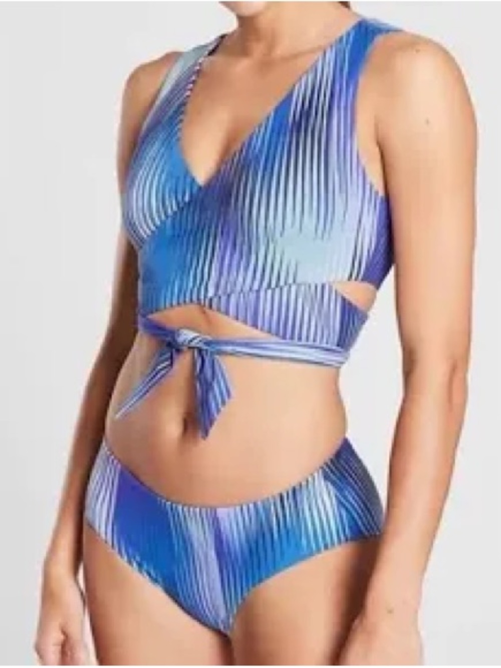 Athleta Blue Striped Hipster Bikini Bottom
